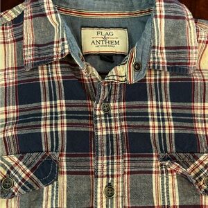 Flag and Anthem button down.